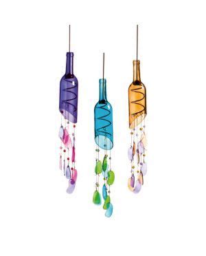 By the Bottle Windchimes (set of 3) Sun catching ... coloring up your garden. Wine Bottle Wind ...