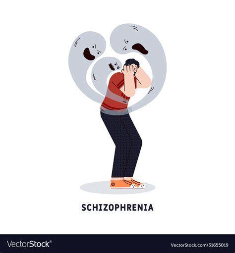 Schizophrenia mental disorder symbol cartoon flat Vector Image