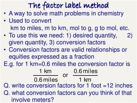 PPT - The factor label method PowerPoint Presentation, free download - ID:6014062