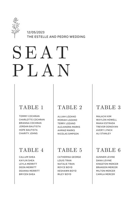 Seating Charts Templates