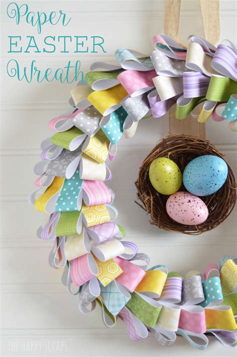 Paper Easter Wreath - The Happy Scraps