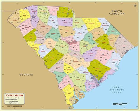 South Carolina County Map With Zip Codes