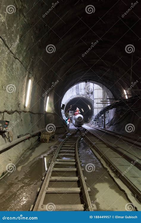 At a Railway Tunnel Construction Site Stock Image - Image of project ...