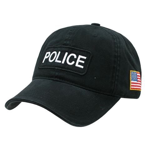 Black Police Officer Cops Low Profile Baseball Cap Caps Hat Hats US USA Flag | eBay