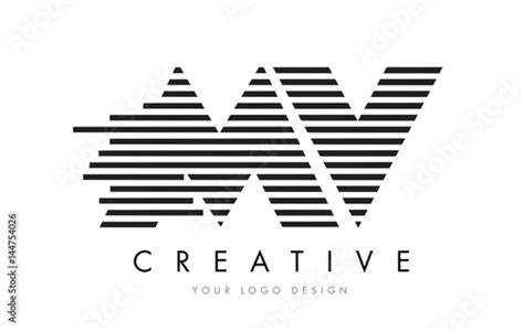 MV M V Zebra Letter Logo Design with Black and White Stripes Stock ...