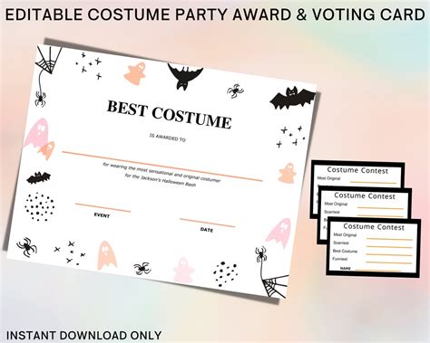 Halloween Costume Contest Award & Voting Card for Party at - Etsy