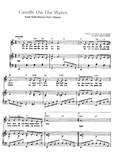 CANDLE ON THE WATER Piano Sheet music | Easy Sheet Music