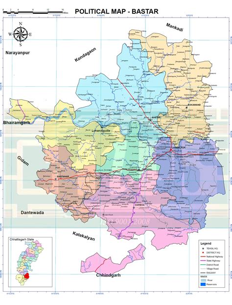 Political Map of Bastar District.... - Chhattisgarh : Exp CG