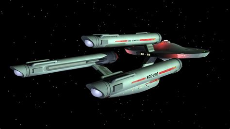 Aft quarter view, CG rendered Star Trek Dreadnought. Model based on blueprints in the Star Trek ...