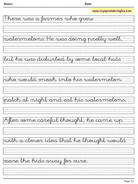 Worksheets Calligraphy 06 - Fichas Caligrafía en Inglés - Voy Aprender ...