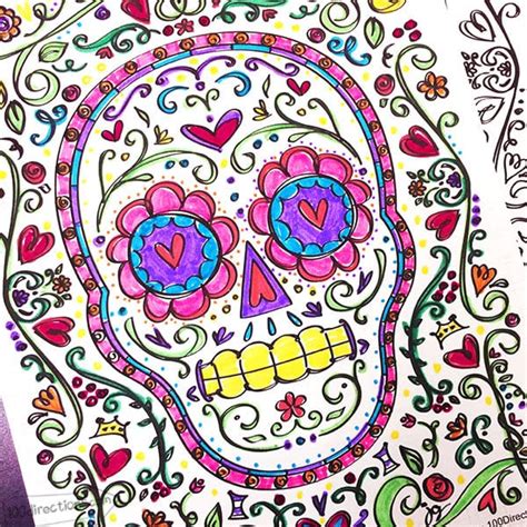 Sugar Skull Coloring Page for Dia De Los Muertos - 100 Directions