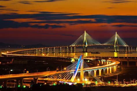 Incheon Grand Bridge, South Korea | South korea, Korea travel, Night scenery