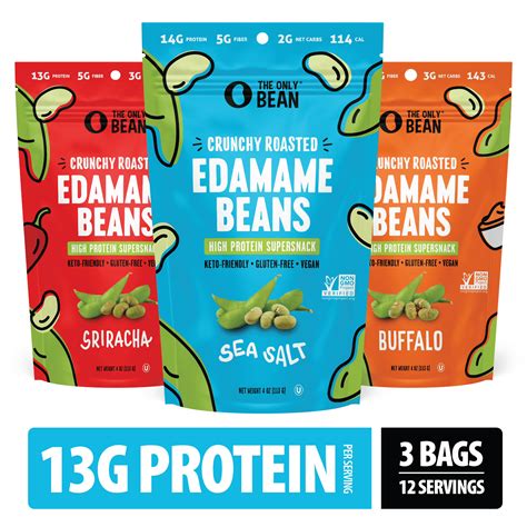 The Only Bean Crunchy Roasted Edamame Beans, 4 oz (3 Pack) - Walmart.com