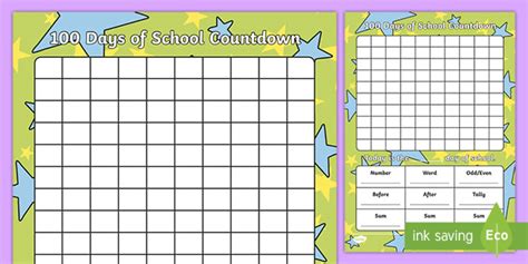 100 Countdown Chart | 100 Days of School | Display Poster