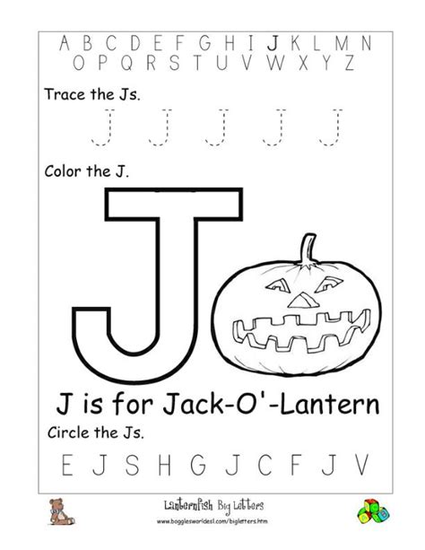 Letter J Alphabet Worksheets