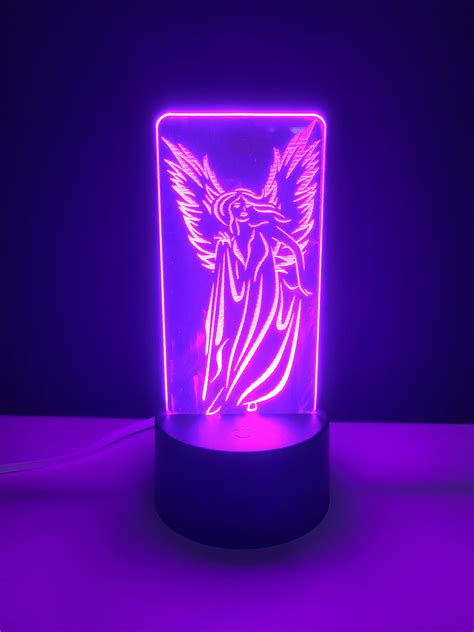 3d Angel Wings Shape Night Light 7 Color Change Led Table Desk Lamp Acrylic Flat Abs Base Usb ...