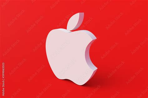 Apple logo white color on red background. Famous company. Popular ...