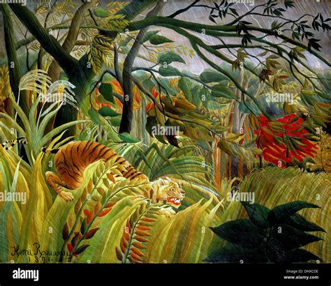 Tiger in a Tropical Storm (Surprised!) - by Henri Rousseau, 1891 Stock ...