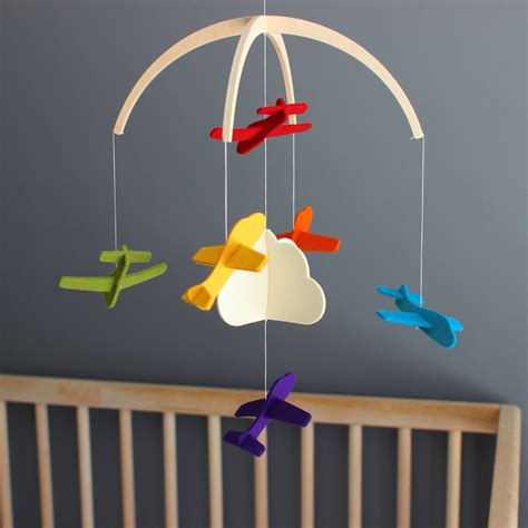 Baby Mobile Hanging - Rainbow Airplanes - 100% Merino Wool Felt - Bright Nursery Decor ...