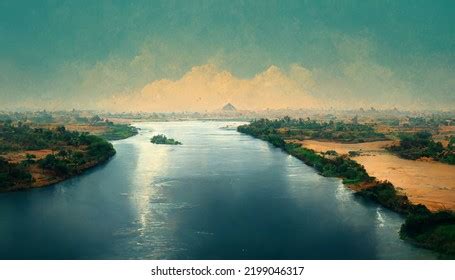 Nile River Pyramids Nature Cloud Sky Stock Illustration 2199046317 ...