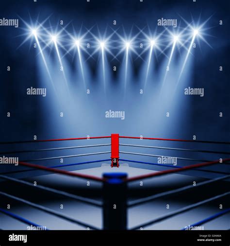 Boxing ring corner and floodlights , Boxing event , Boxing arena Stock ...