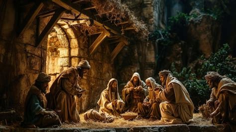 Premium AI Image | A Beautiful Nativity Scene Depicting the Birth of Jesus