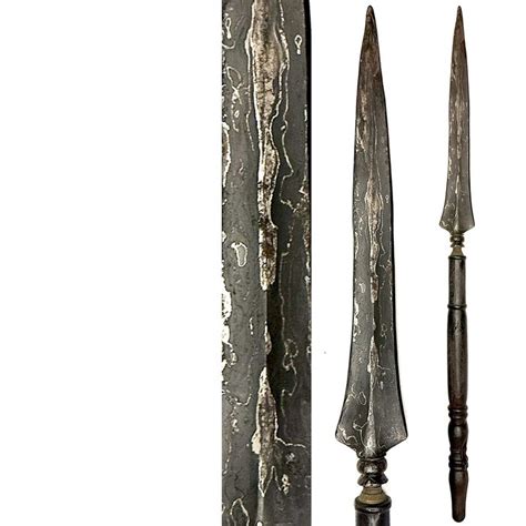 Spear (1) - Damascus steel/iron, Teak wood - tombak - Bali, - Catawiki