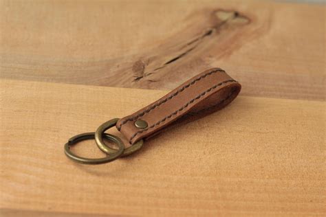 Personalized leather keychain for him Custom leather