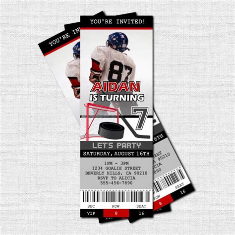 HOCKEY TICKET INVITATIONS Free Thank You Card Birthday Party | Etsy | Hockey birthday, Hockey ...