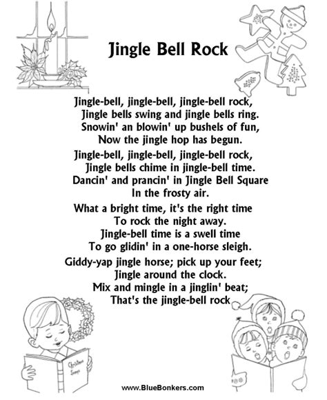 BlueBonkers: Jingle Bell Rock, Free Printable Christmas Carol Lyrics ...