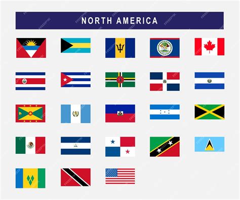 Establecer el diseño de la bandera de los países de américa del norte | Vector Premium