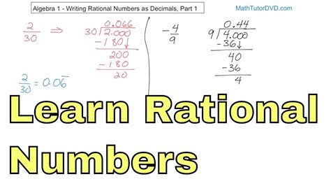 03 - Writing Rational Numbers as Decimals, Part 1 - Algebra 1 Course ...