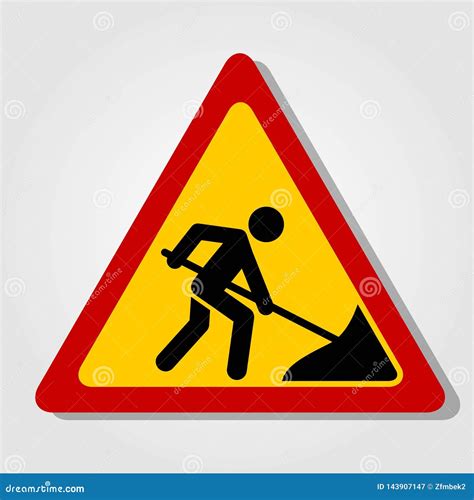 Road Work Ahead Sign Isolated on White Background. Vector Illustration Stock Vector ...