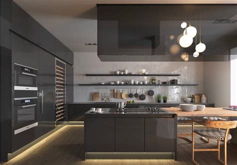 dark black kitchen lighting | Interior Design Ideas