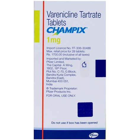 Champix 1 Tablet 28's Price, Uses, Side Effects, Composition - Apollo Pharmacy