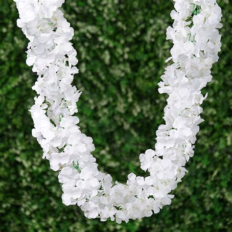 Efavormart 7 FT White Silk Hydrangea Artificial Flower Garland Wedding ...