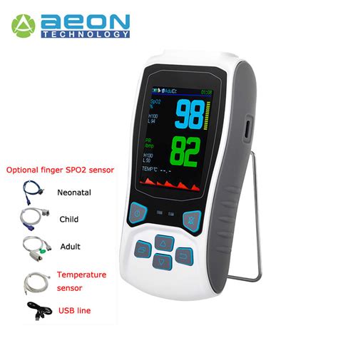 Portable Neonatal Pulse Oximeter with SpO2 Sensor and Temp Sensor ...