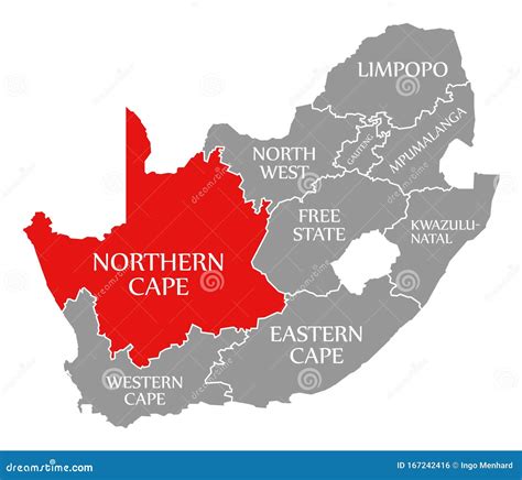 Northern Cape Red Highlighted in Map of South Africa Stock Illustration ...