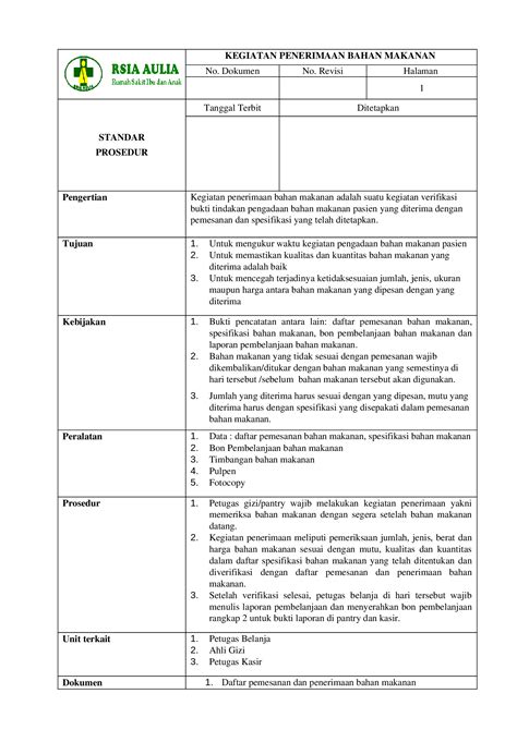 (DOCX) Sop Penerimaan Bahan Makanan Fix.doc - DOKUMEN.TIPS