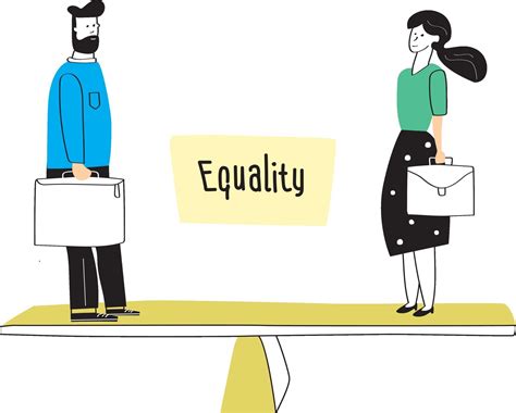 Man and woman standing on balance scale. Concept of gender equality at ...