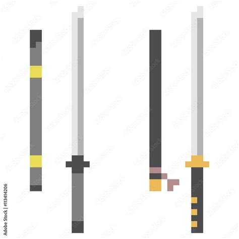 pixel art katana Stock Illustration | Adobe Stock