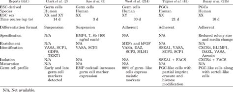 Human germ cell differentiation protocols | Download Table