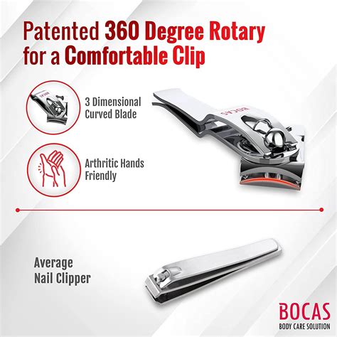 Bocas Toenail Clippers - Premium Stainless Steel, 360 Rotating Swivel ...