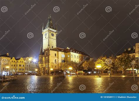 Old Town City Hall in Prague Night View, View from Old Town Square, Czech Republic Stock Image ...