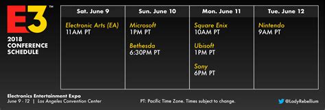 E3 Expo 2018 Schedule : r/gaming