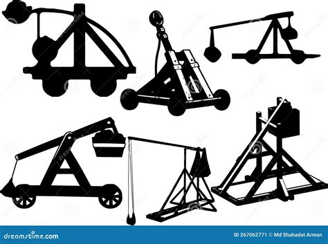 Catapult silhouette Set stock vector. Illustration of truck - 267062771