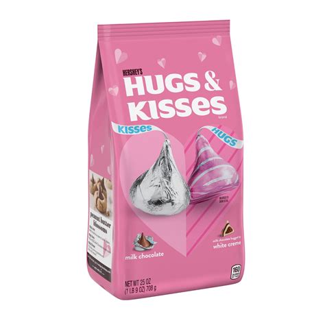 HERSHEY'S, HUGS & KISSES, Milk Chocolate and White Creme Assortment Candy, Valentine's Day, 25 ...