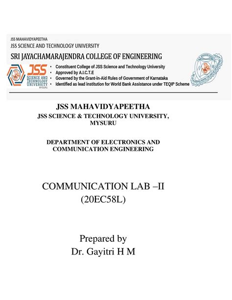 Comm lab II CAM with manual 20EC58L 1 - JSS MAHAVIDYAPEETHA JSS SCIENCE ...