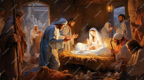 Nativity Scene Celebrating the Birth of Jesus | Premium AI-generated image