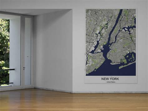 New York Wallpaper Adhesive Map Mural New York City Map Wall - Etsy